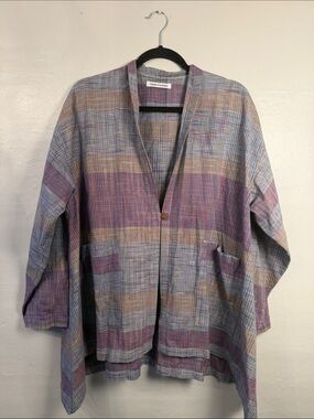 Yasuko Kurisaka Cotton Woven Long Sleeve One Button Front shirt/jacket O/S